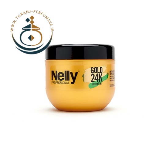 ماسک مو نلی مدل کراتینه گلد 24K حجم 500 میلی لیتر / NELLY GOLD 24K